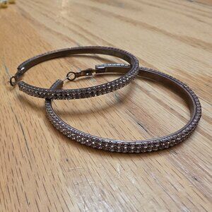 Etsy Silver Toned Oversized Rhinestone Hoops